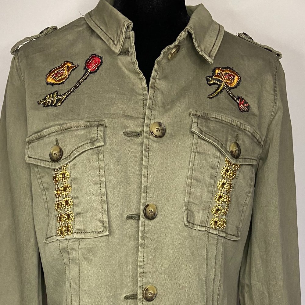 Upcycled Handstitched Patchwork Camo Green Utilit… - image 3